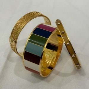 3 Coach bangles + Legacy Stripe pouch